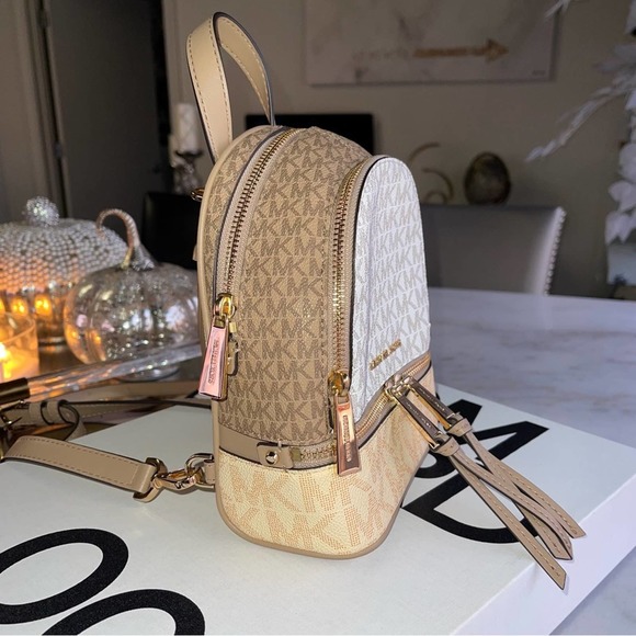 New Michael Michael Kors Signature Rhea Zip Extra Small Messenger Backpack Bag - Picture 9 of 17